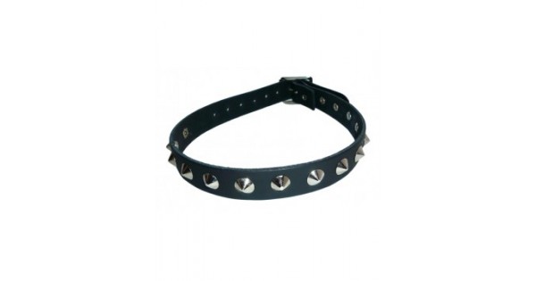 Row Conical Studded Leather Choker