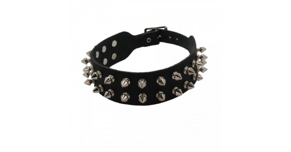 2 Row Spiked Leather Choker