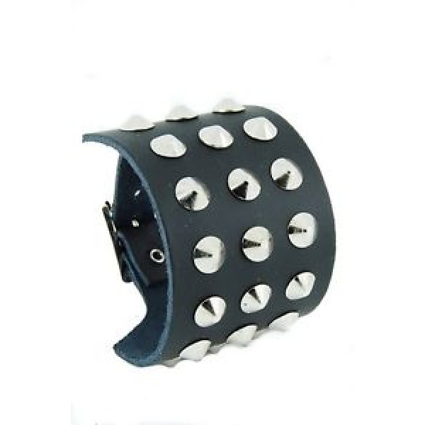 3 Row Conical Studded Leather Wristband