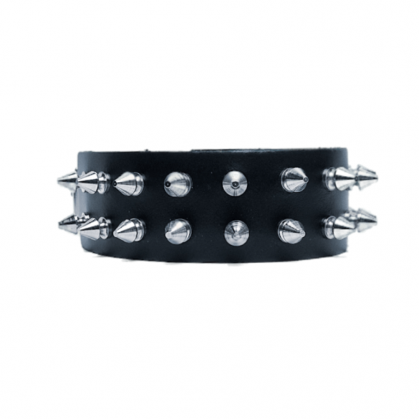 2 Row Spiked Leather Choker