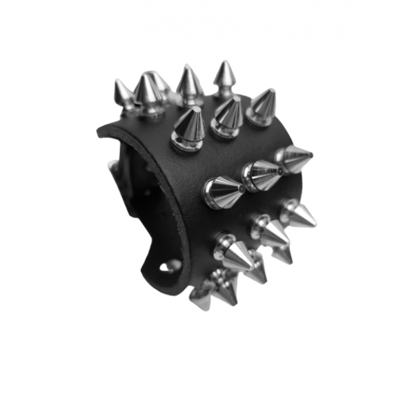 3 Row Spiked Studded Leather Wristband