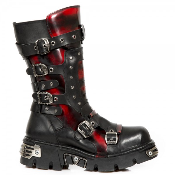 New Rock Boots - M.1020-C20 Red Metallic Boots 45 DAYS CUSTOM MAKE ONLY