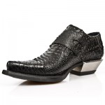 New Rock Boots - M.7934-C2 Black Snakeskin Effect Mens Shoe 45 DAYS CUSTOM MAKE ONLY