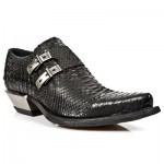 New Rock Boots - M.7934-C2 Black Snakeskin Effect Mens Shoe 45 DAYS CUSTOM MAKE ONLY