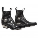 New Rock Boots - M.7950-S9 West Studded Ankle Cowboy Boot