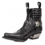 New Rock Boots - M.7950-S9 West Studded Ankle Cowboy Boot