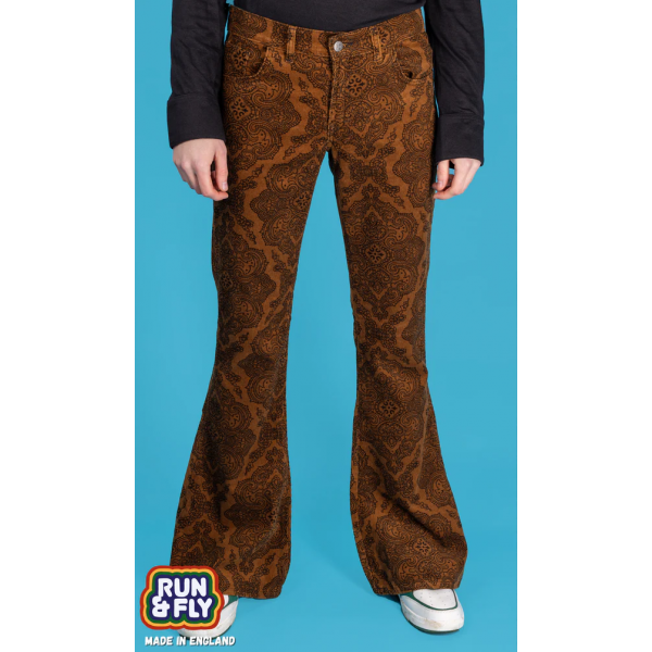 Run and Fly -  Unisex Indie Punk Retro 60s 80s Tan Corduroy Bottom Flares