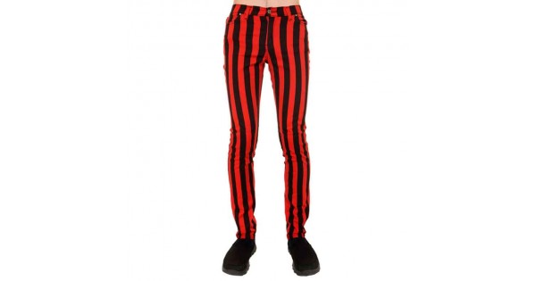 black skinny jeans with red stripe